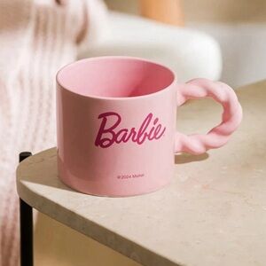 Barbie Pink Braided Handle Ceramic 20oz Boxed Coffee Mug